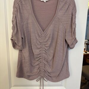 Jane Delancey Dusty Pink V-neck Puff Sleeve Pullover Women's L